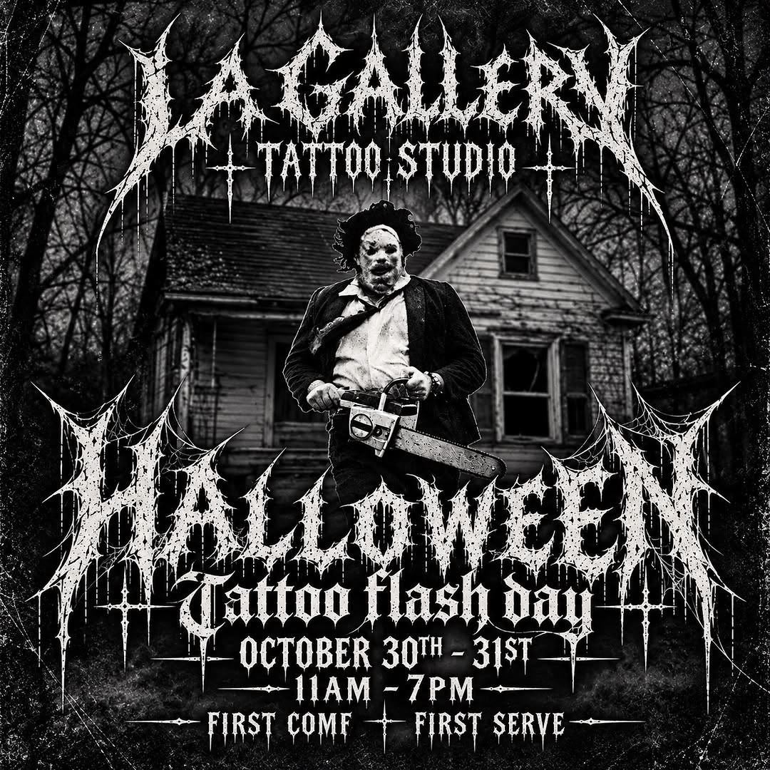 La Gallery Halloween tattoo flash, October 30th–31st, 11am–7pm.